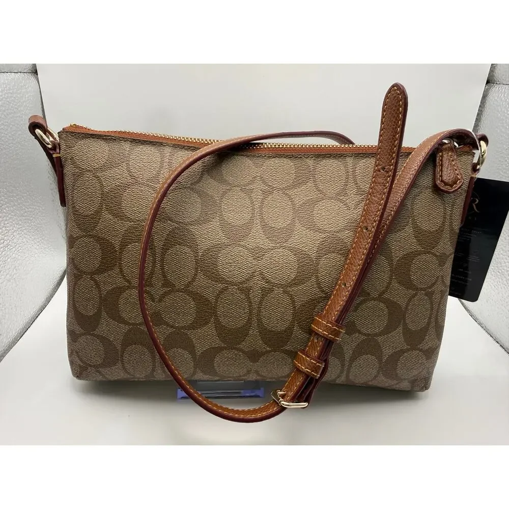 Coach Signature Canvas Crossbody Bag – Khaki/Mahogany